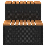NNEVL Hot Tub Step Black 50x50x50.5 cm Poly Rattan and Solid Acacia