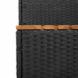 NNEVL Hot Tub Step Black 50x50x50.5 cm Poly Rattan and Solid Acacia