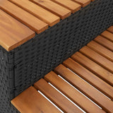 NNEVL Hot Tub Step Black 50x50x50.5 cm Poly Rattan and Solid Acacia
