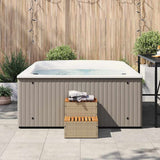 NNEVL Hot Tub Step Beige 50x50x50.5 cm Poly Rattan and Solid Acacia