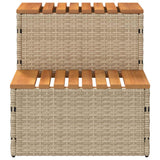 NNEVL Hot Tub Step Beige 50x50x50.5 cm Poly Rattan and Solid Acacia