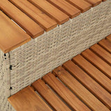 NNEVL Hot Tub Step Beige 50x50x50.5 cm Poly Rattan and Solid Acacia