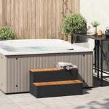 NNEVL Hot Tub Step Black 100x50x50.5 cm Poly Rattan and Solid Acacia