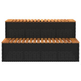 NNEVL Hot Tub Step Black 100x50x50.5 cm Poly Rattan and Solid Acacia