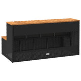 NNEVL Hot Tub Step Black 100x50x50.5 cm Poly Rattan and Solid Acacia