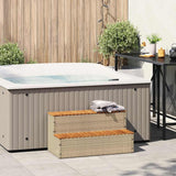 NNEVL Hot Tub Step Beige 100x50x50.5 cm Poly Rattan and Solid Acacia
