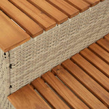 NNEVL Hot Tub Step Beige 100x50x50.5 cm Poly Rattan and Solid Acacia