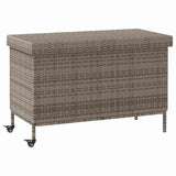 NNEVL Garden Storage Box with Wheels Grey 110x55x73 cm Poly Rattan