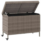 NNEVL Garden Storage Box with Wheels Grey 110x55x73 cm Poly Rattan