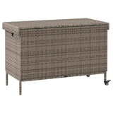 NNEVL Garden Storage Box with Wheels Grey 110x55x73 cm Poly Rattan