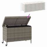 NNEVL Garden Storage Box with Wheels Grey 110x55x73 cm Poly Rattan