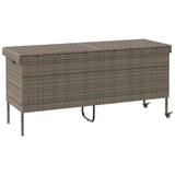 NNEVL Garden Storage Box with Wheels Grey 160x55x75 cm Poly Rattan