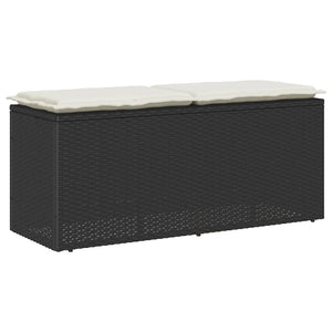 NNEVL Garden Bench with Cushion Black 110x40x44 cm Poly Rattan