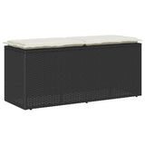 NNEVL Garden Bench with Cushion Black 110x40x44 cm Poly Rattan