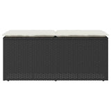 NNEVL Garden Bench with Cushion Black 110x40x44 cm Poly Rattan