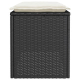 NNEVL Garden Bench with Cushion Black 110x40x44 cm Poly Rattan