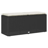NNEVL Garden Bench with Cushion Black 110x40x44 cm Poly Rattan