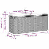 NNEVL Garden Bench with Cushion Black 110x40x44 cm Poly Rattan