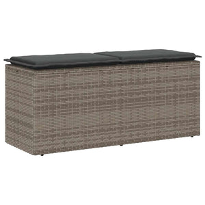 NNEVL Garden Bench with Cushion Grey 110x40x44 cm Poly Rattan