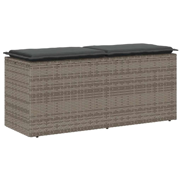 NNEVL Garden Bench with Cushion Grey 110x40x44 cm Poly Rattan