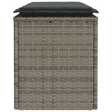 NNEVL Garden Bench with Cushion Grey 110x40x44 cm Poly Rattan
