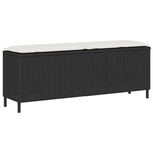 NNEVL Garden Bench with Cushion Black 110x30x40.5 cm Poly Rattan
