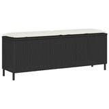 NNEVL Garden Bench with Cushion Black 110x30x40.5 cm Poly Rattan