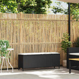 NNEVL Garden Bench with Cushion Black 110x30x40.5 cm Poly Rattan