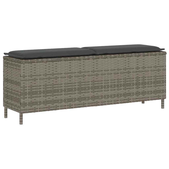 NNEVL Garden Bench with Cushion Grey 110x30x40.5 cm Poly Rattan