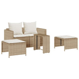 NNEVL 5 Piece Garden Sofa Set with Cushions Stackable Beige Poly Rattan