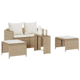 NNEVL 5 Piece Garden Sofa Set with Cushions Stackable Beige Poly Rattan