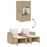 NNEVL 5 Piece Garden Sofa Set with Cushions Stackable Beige Poly Rattan