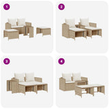 NNEVL 5 Piece Garden Sofa Set with Cushions Stackable Beige Poly Rattan