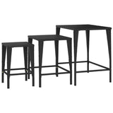 NNEVL Garden Nesting Tables 3 pcs Black Poly Rattan