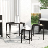 NNEVL Garden Nesting Tables 3 pcs Black Poly Rattan