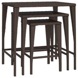 NNEVL Garden Nesting Tables 3 pcs Brown Poly Rattan