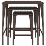 NNEVL Garden Nesting Tables 3 pcs Brown Poly Rattan
