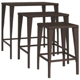 NNEVL Garden Nesting Tables 3 pcs Brown Poly Rattan