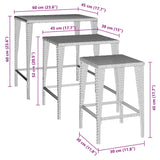 NNEVL Garden Nesting Tables 3 pcs Brown Poly Rattan