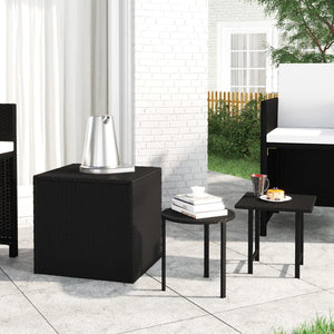 NNEVL Garden Side Tables 3 pcs Black Poly Rattan