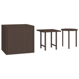 NNEVL Garden Side Tables 3 pcs Brown Poly Rattan