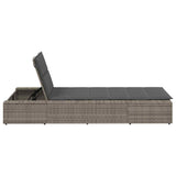 NNEVL Sunbed with Floating Cushion Grey Poly Rattan