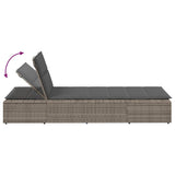 NNEVL Sunbed with Floating Cushion Grey Poly Rattan