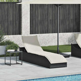 NNEVL Folding Sun Lounger with Cushion and Storage Black Poly Rattan