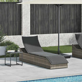 NNEVL Folding Sun Lounger with Cushion and Storage Grey Poly Rattan