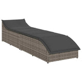 NNEVL Folding Sun Lounger with Cushion and Storage Grey Poly Rattan