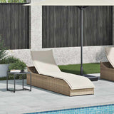NNEVL Folding Sun Lounger with Cushion and Storage Beige Poly Rattan