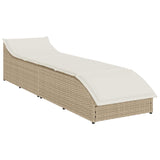 NNEVL Folding Sun Lounger with Cushion and Storage Beige Poly Rattan