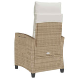 NNEVL Reclining Garden Chair with Side Table Beige Poly Rattan
