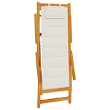 NNEVL Folding Beach Chair with Armrests Light Grey Acacia Wood & Textilene